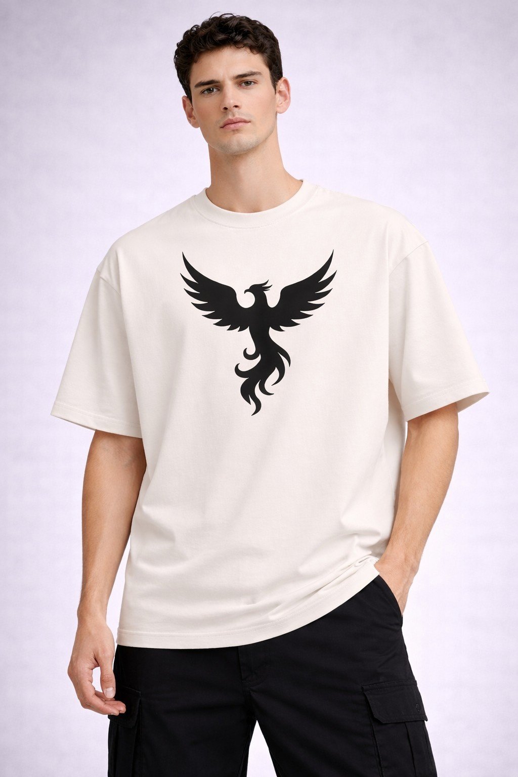 Men's Oversized Off-White Phoenix Minimal Graphic T-shirt