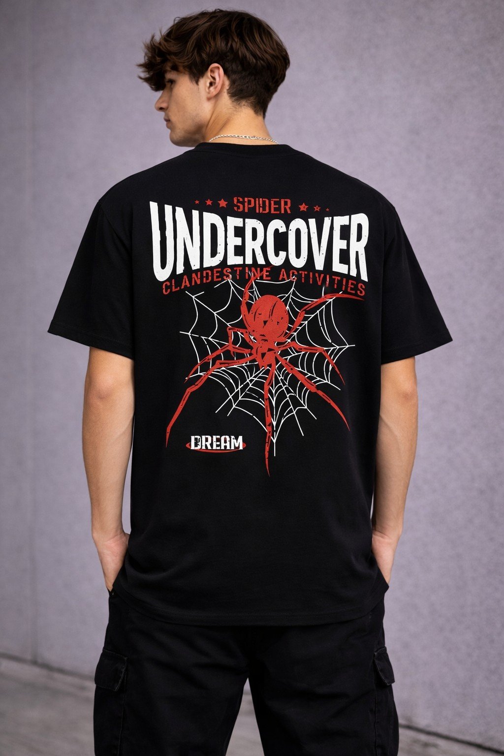 Men's Oversized Black Undercover Spider Graphic T-shirt