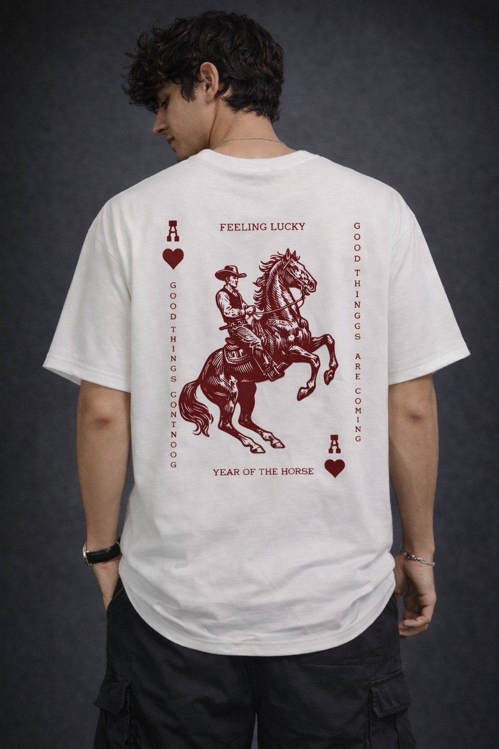 Men's Regular Fit Lucky Horse Graphic T-Shirt
