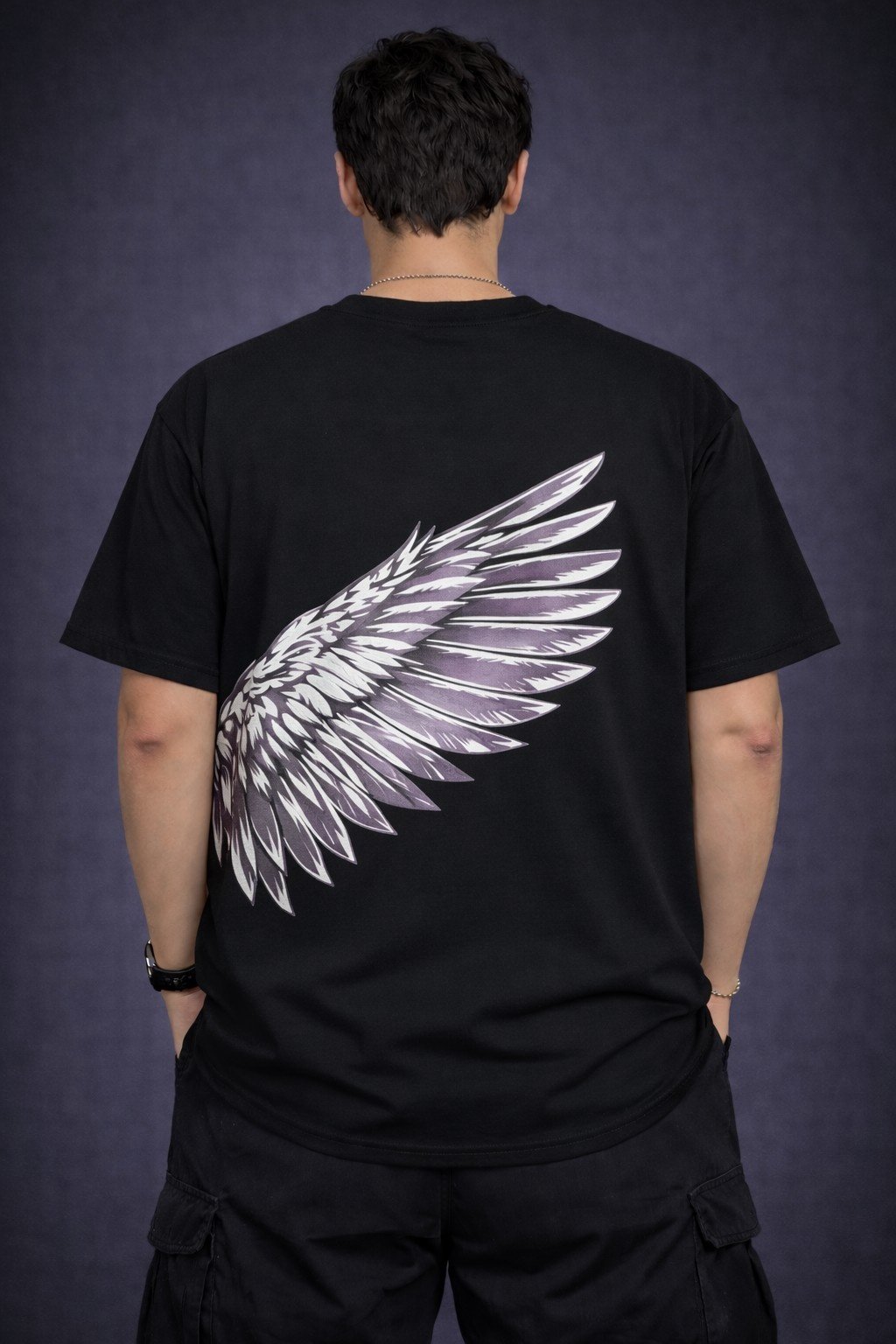 Men's Regular Fit Angel Wing Graphic T-Shirt