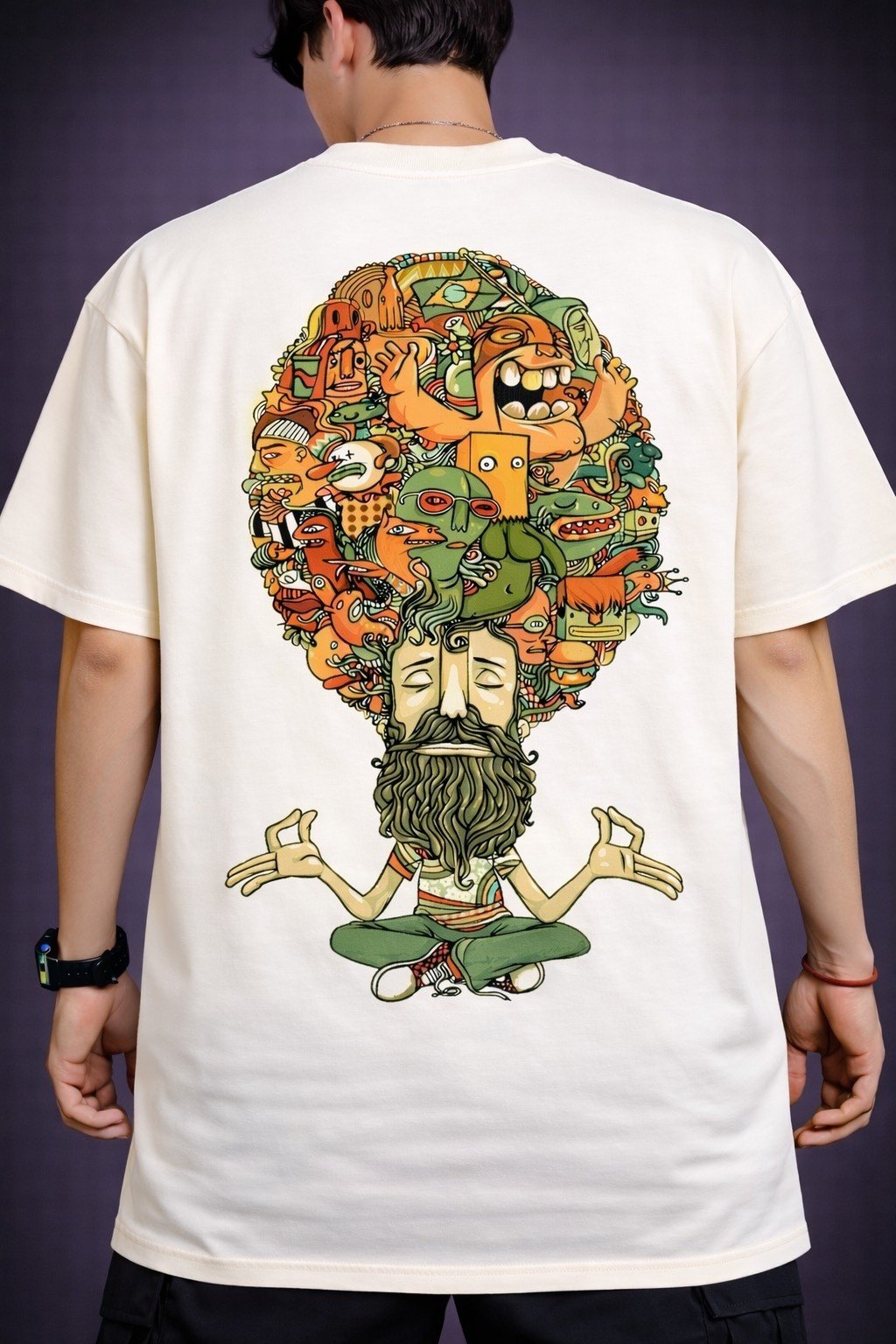 Men's Oversized T-shirt Mind Chaos Meditation Graphic
