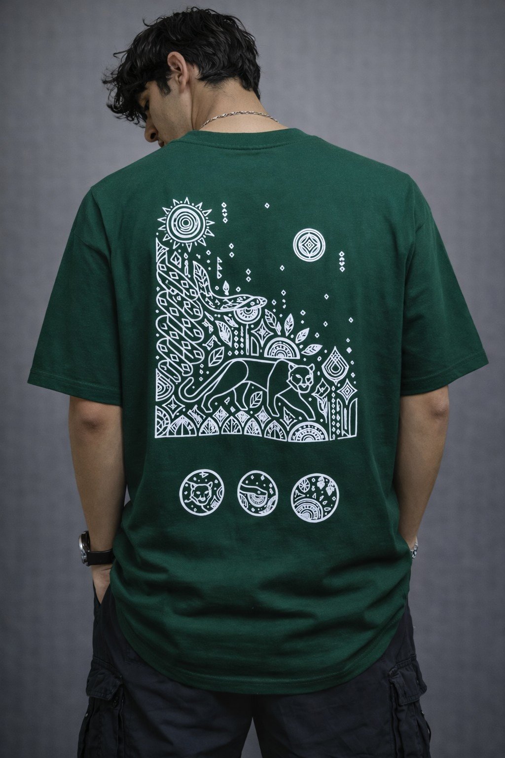 Men's Regular Fit Panther Tribal Graphic T-Shirt