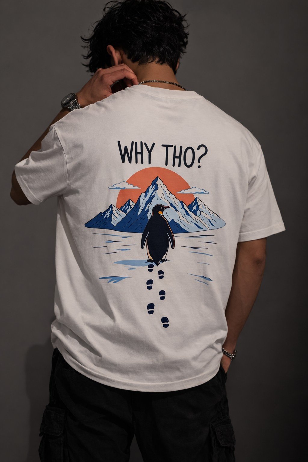 Men's Regular Fit White Penguin Graphic T-shirt – Why Tho? Print