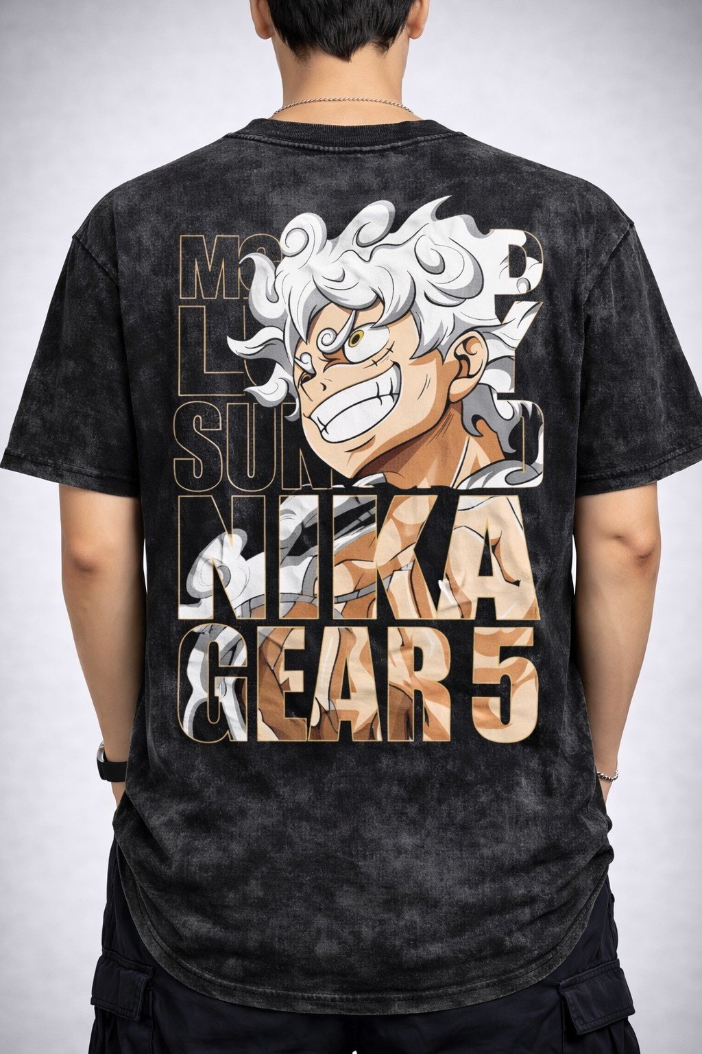 Men's Acid Wash T-shirt Sun God Warrior Graphic