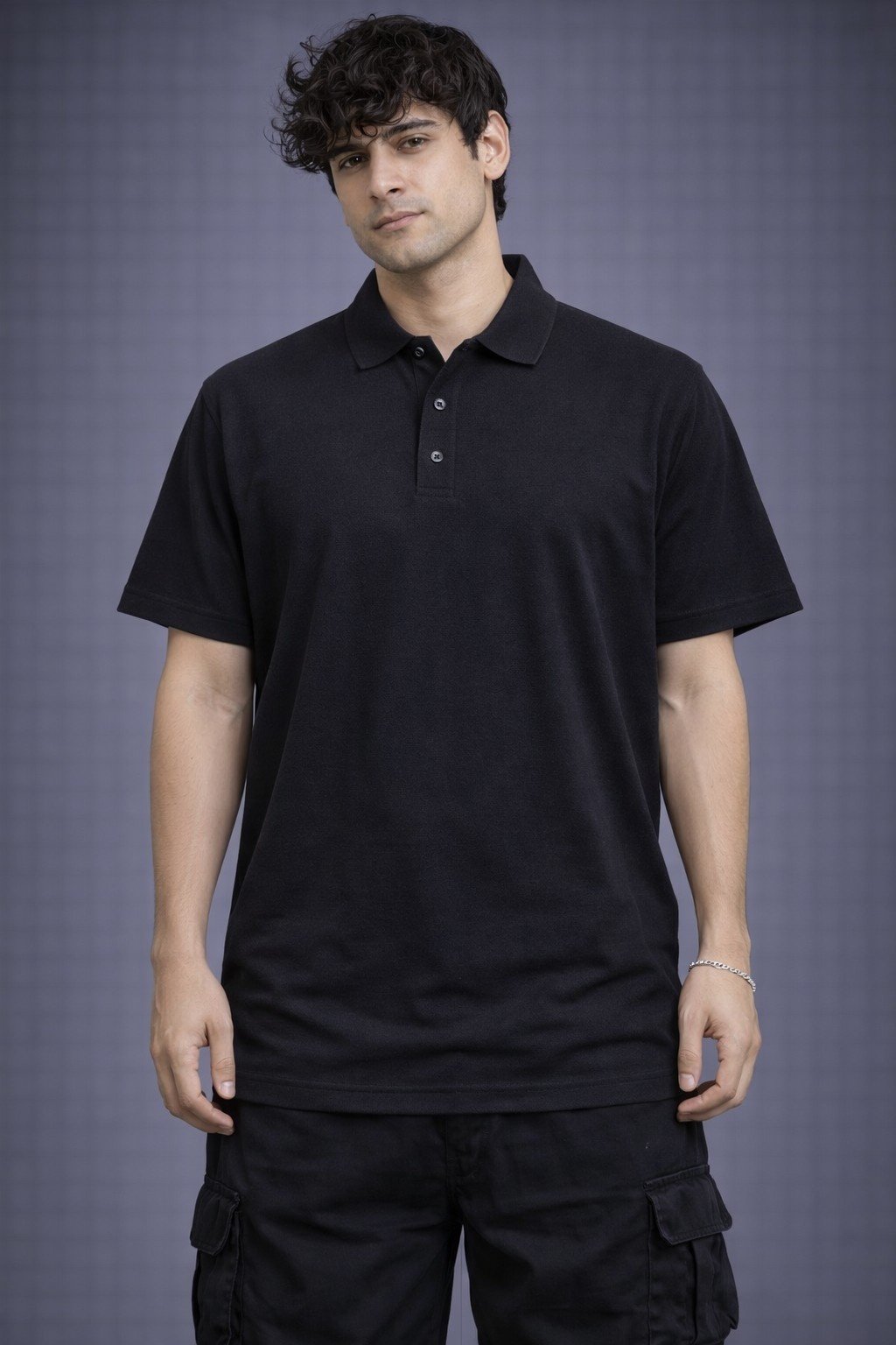 Men's Black Regular Fit Solid Polo T-Shirt