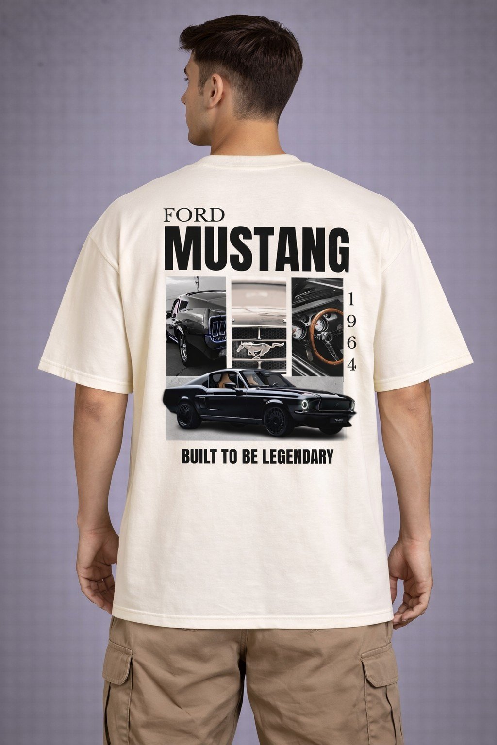 Men's Oversized Off-White Ford Mustang 1964 Graphic T-shirt