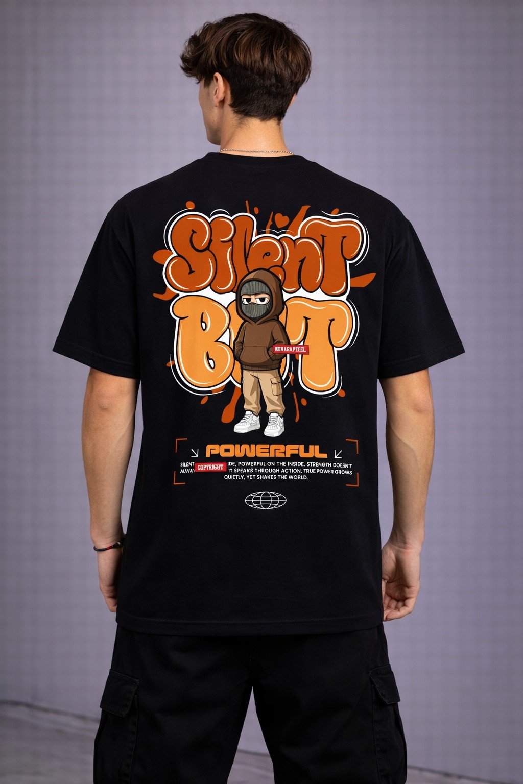 Men's Oversized Black Silent But Powerful Graphic T-shirt