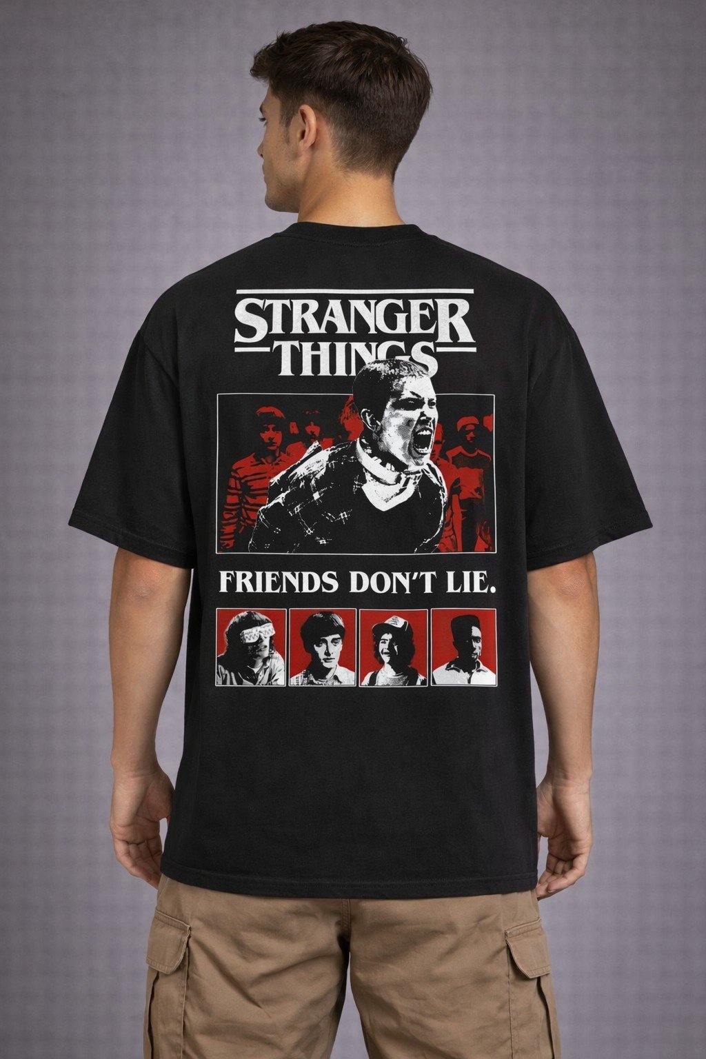 Men's Oversized Black Friends Don't Lie Graphic T-shirt