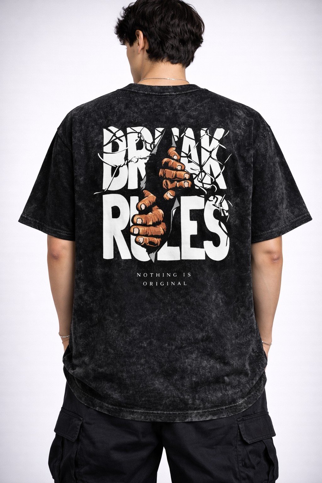 Men's Acid Wash T-shirt Break The Rules Graphic