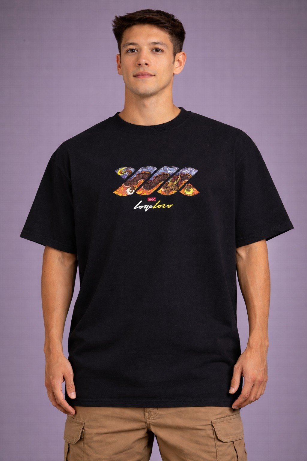 Men's Oversized Black Snake Graphic T-shirt