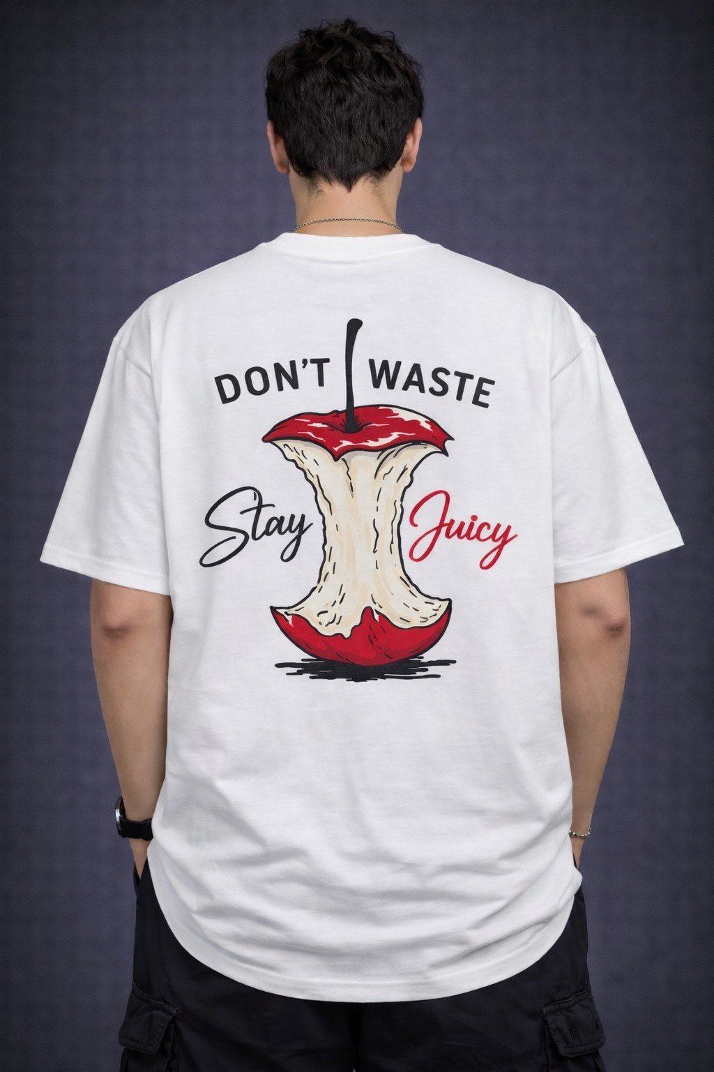 Men's Regular Fit Stay Juicy Apple Graphic T-Shirt