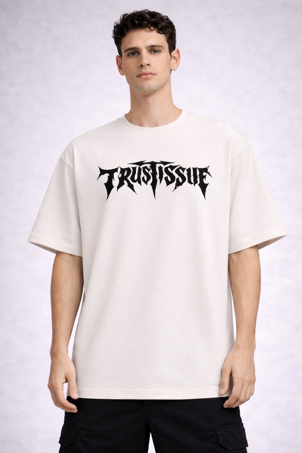 Men's Oversized Off-White Trust Issue Typography T-shirt