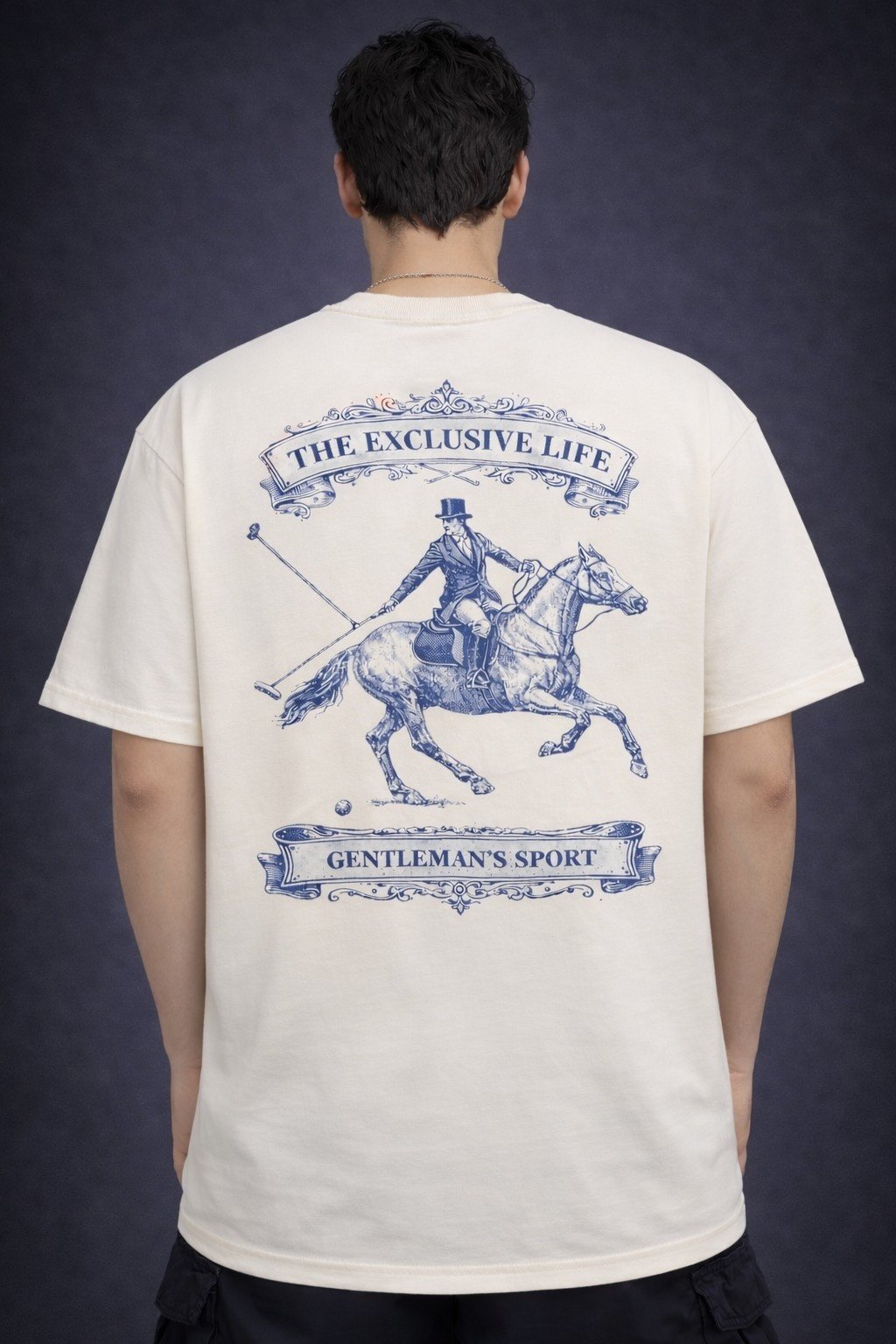 Men's Oversized Gentleman Polo Graphic T-Shirt